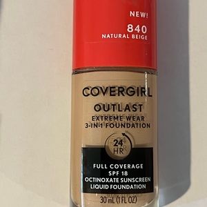 New Covergirl Outlast Extreme Wear 3-in-1 Foundation New Natural Beige # 840